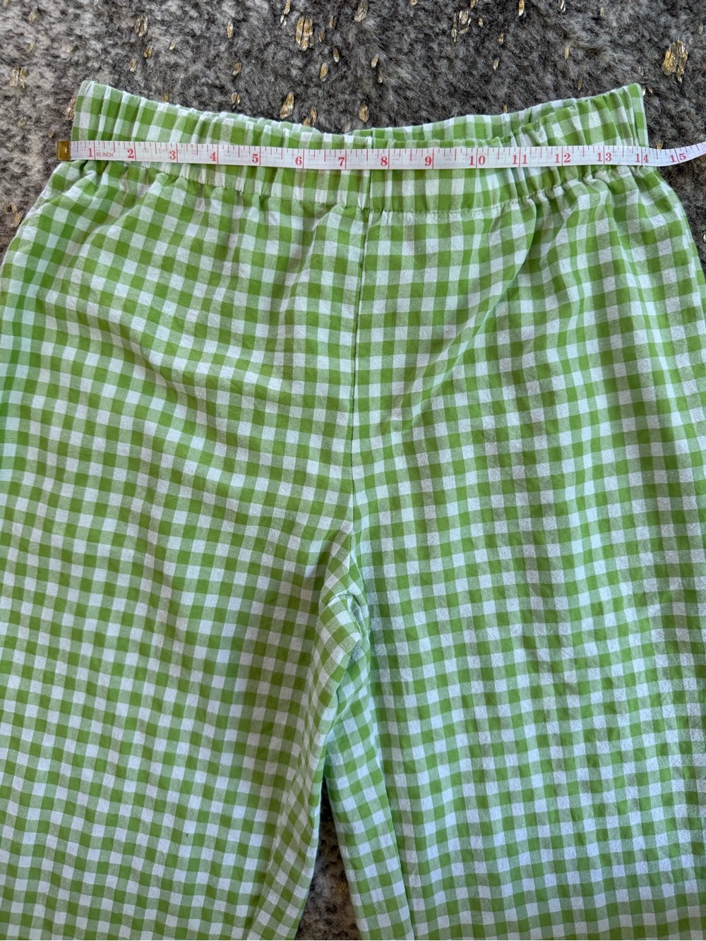 Green Gingham Wide-Leg Pants size L wide leg pre-owned with gift . - Picture 11 of 16